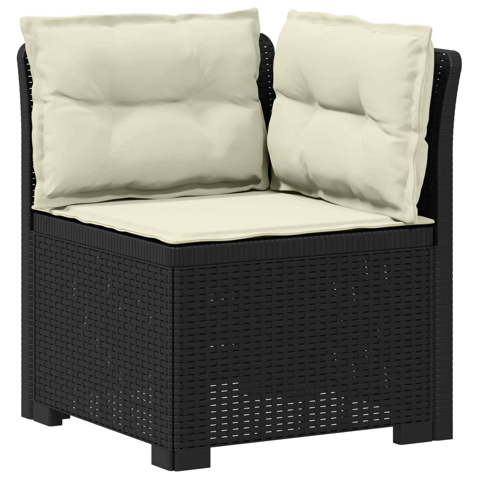 Divano da Giardino 5 Posti in PP Effetto Rattan Grigio Antracite | Salotto modulare da esterno per patio e balcone, resistente ai raggi UV con cuscini sfoderabili color panna.