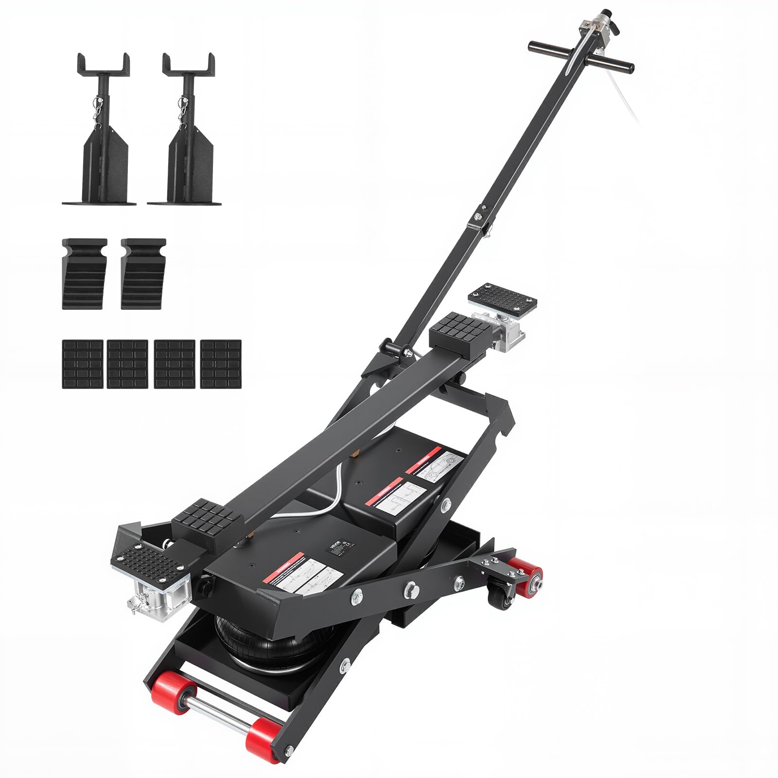 VEVOR Plataforma Elevadora Neumática Portátil, Capacidad de Elevación de 3 Toneladas, Altura Máxima de Elevación de 55 cm, con Airbag, Pies de Apoyo, Calzos para Ruedas y Almohadillas de Goma