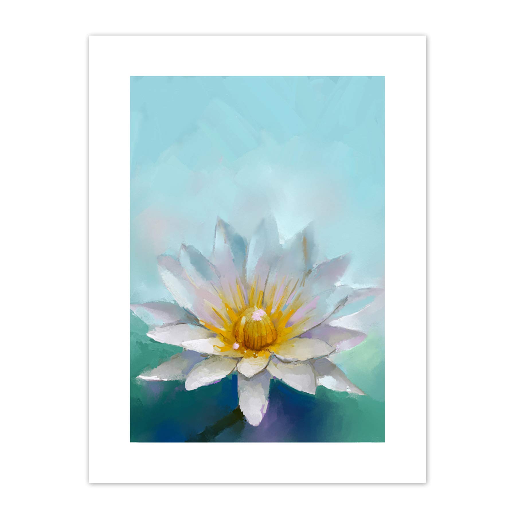 Wee Blue Coo Flower Lotus Painting Art Print Canvas Premium Wall Decor Poster