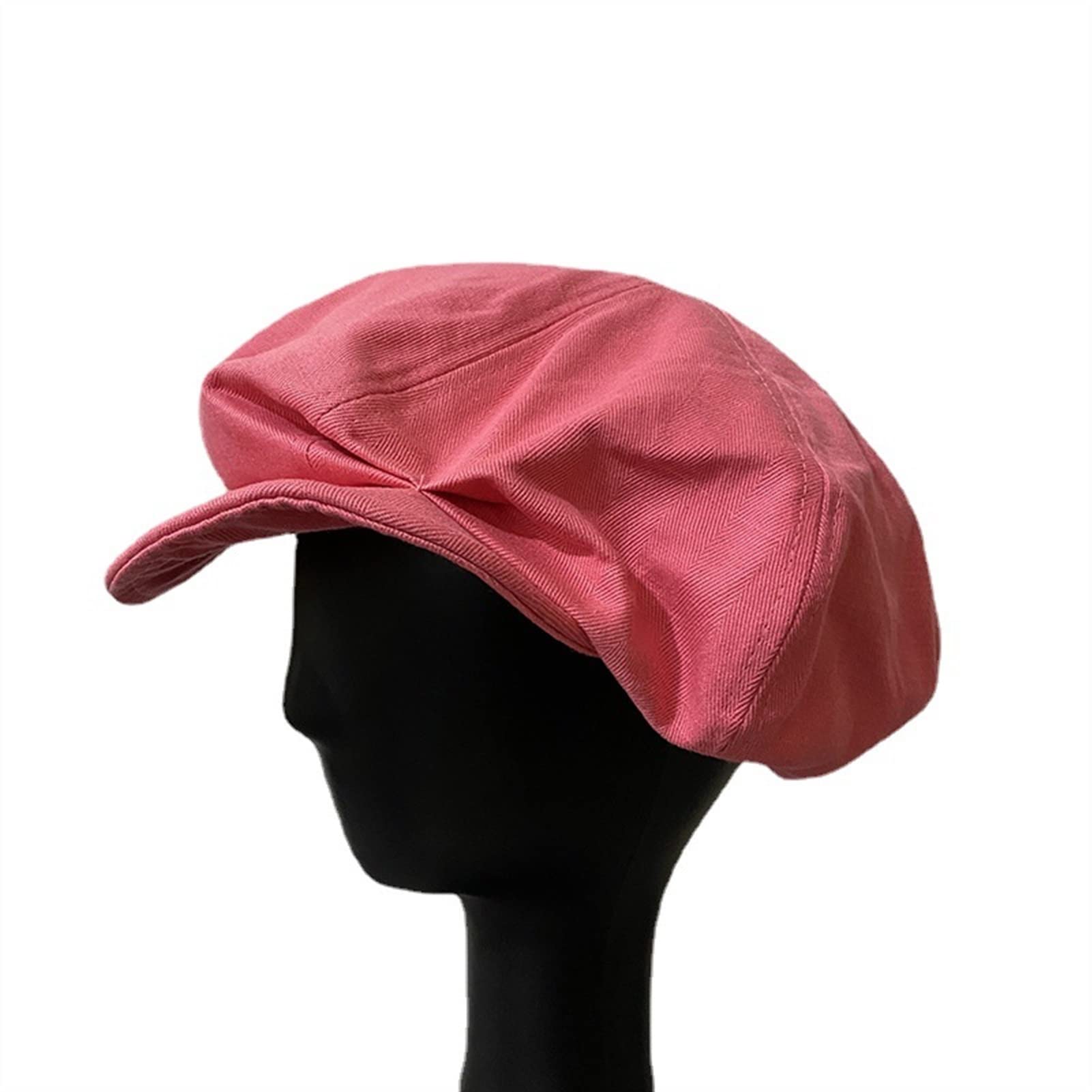 Telusu Big Head Beret For Women Fashionable Retro Octagonal Hat Short Brim  Pleated Cap Newsboy Cap For All Seasons (Color Rose red, Size One Size)