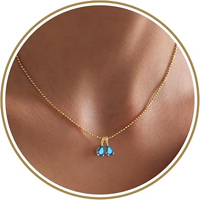 Birthstone Necklace for Women Dainty Gold Necklace with 2 Birthstone Christmas Stocking Stuffers Teen Girl Gifts Trendy Stuff Birthday Gift Moms 2025 Graduation Gift Adjustable Anniversary Jewelry for Daughter Girlfriend Friend