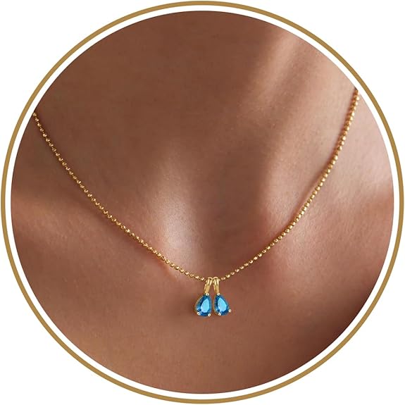 Birthstone Necklace for Women Dainty Gold Necklace with 2 Birthstone Christmas Stocking Stuffers Teen Girl Gifts Trendy Stuff Birthday Gift Moms 2025 Graduation Gift Adjustable Anniversary Jewelry for Daughter Girlfriend Friend
