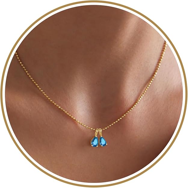 Birthstone Necklace for Women Dainty Gold Necklace with 2 Birthstone Christmas Stocking Stuffers Teen Girl Gifts Trendy Stuff Birthday Gift Moms 2025 Graduation Gift Adjustable Anniversary Jewelry for Daughter Girlfriend Friend