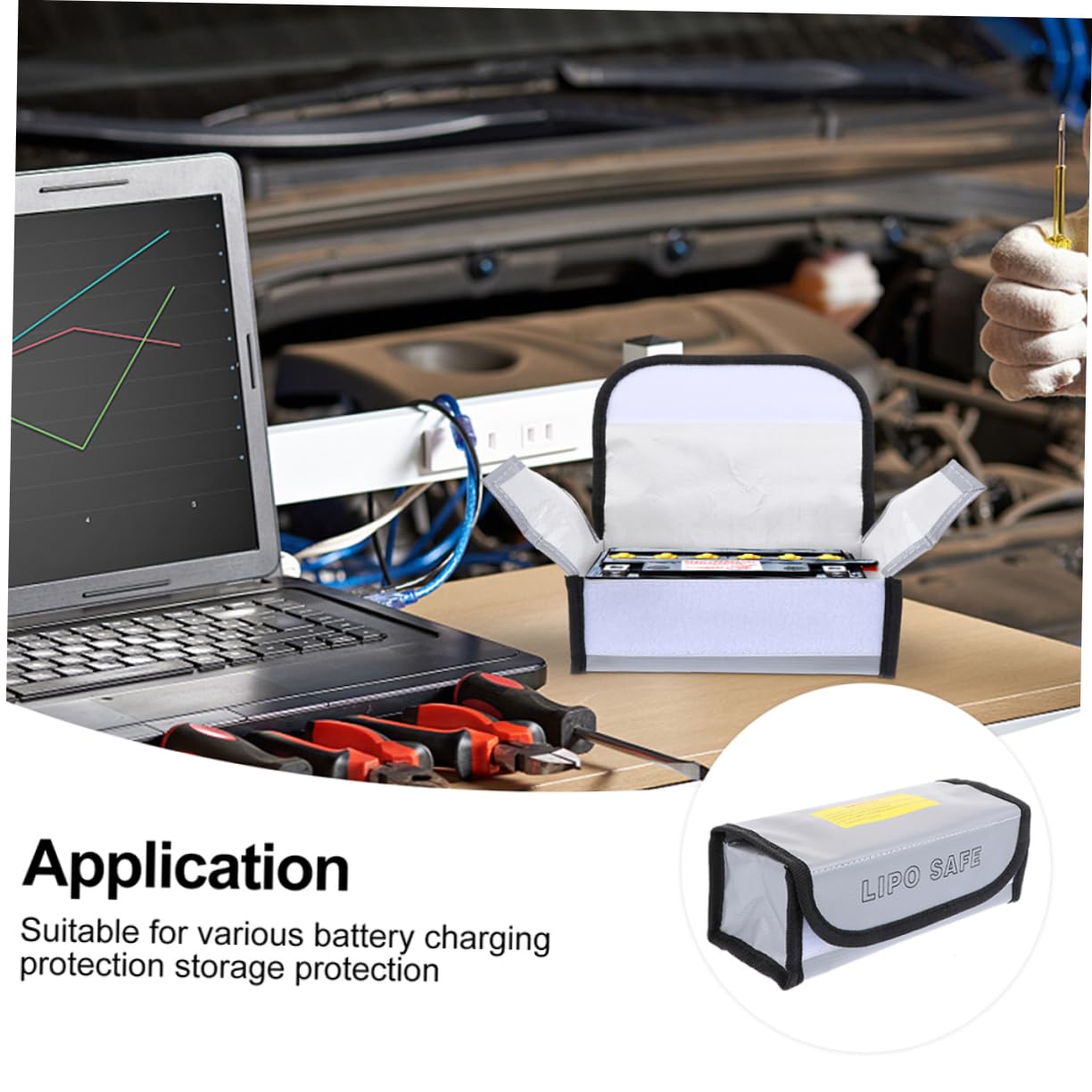 SHINEOFI 3 Set Borsa Antideflagrante Per Batteria Borsa Batteria Ignifuga Sicurezza Safebet Sacchetti Sacchetto Antiesplosione Per Batterie Custodia Protettiva Per Silver 2 Pezzi*3