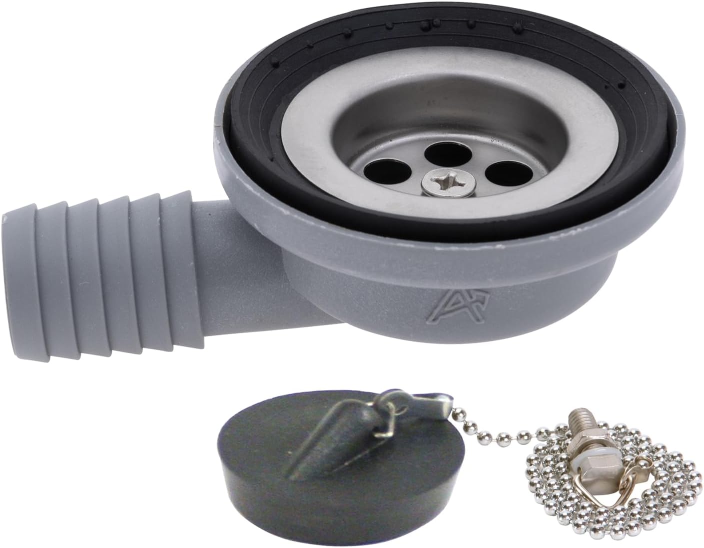 Ambassador Marine Sink Drain with 1 1/2-Inch Chain Stopper, Brushed Finish