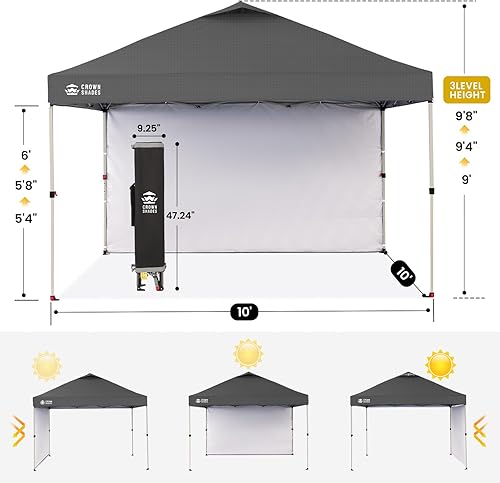 Miniatura 99 de CROWN SHADES - Toldo desplegable de 10 x 10 pies con 1 pared lateral, tienda de campaña de playa que se arma con solo presionar un botón, glorieta