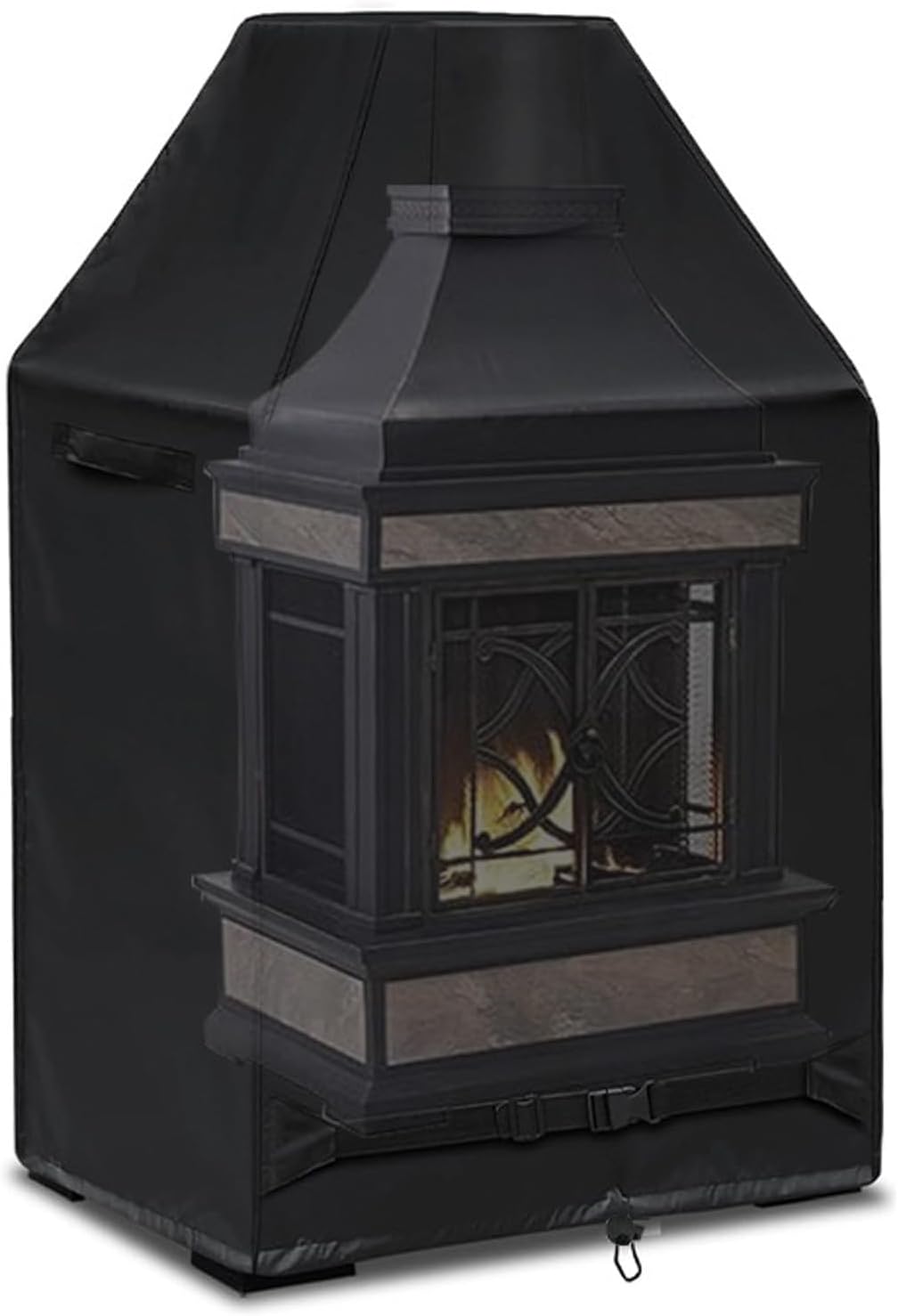 Fire Pit Cover 420D Patio Fire Table Cover Windproof Gas Fire Pit Table Cover Outdoor Fireplace Cover for Garden Furniture Fire Pit Table