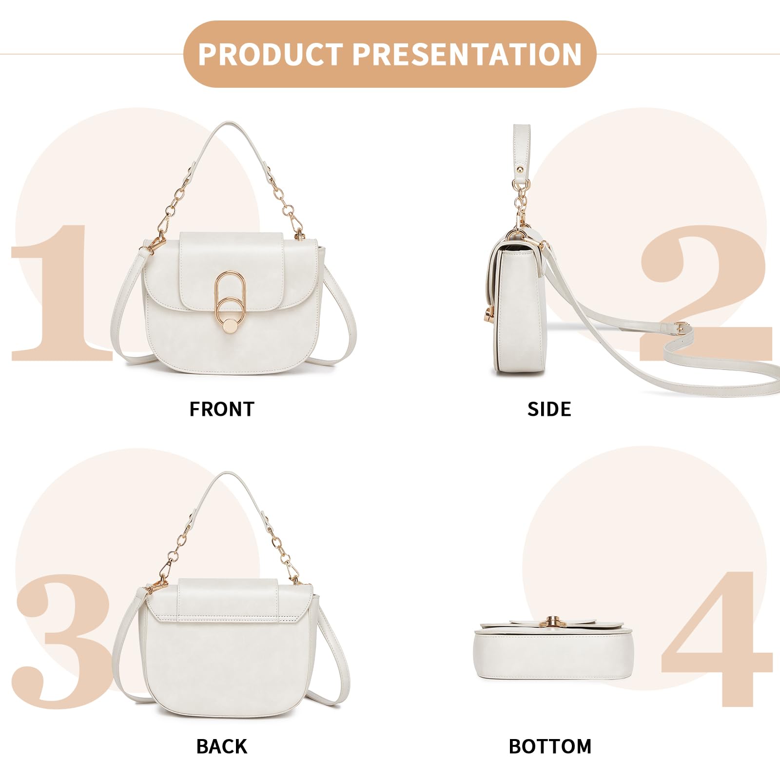 Miss Lulu Sac à Main Femme en Cuir, Sac Bandoulière Élégant avec Fermeture Magnétique, Sac a Main et Épaule pour Tous les Jours pour Université, Travail, Idéal Cadeau de Fête