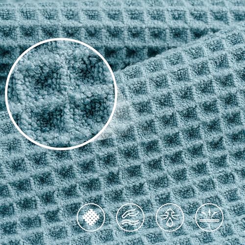 Image of POLYTE 430 GSM Microfiber Oversize Quick Dry Lint Free Bath Towel, 60 x 30 in, 4 Pack (Waffle Weave)