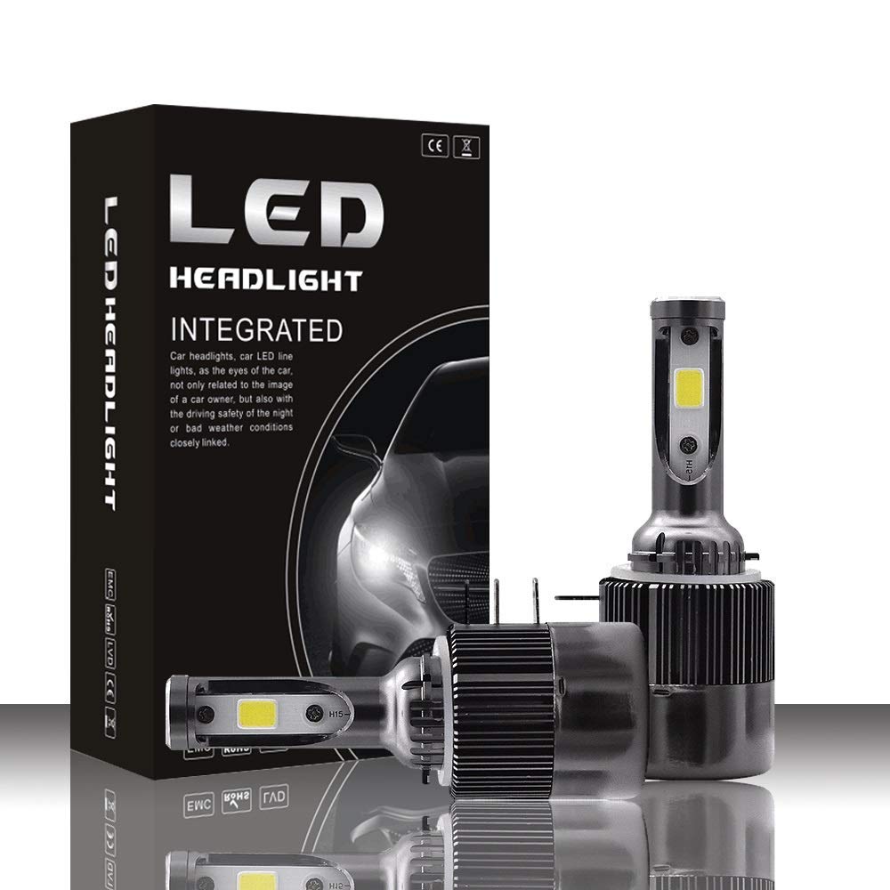 ZYL-YL Żarówka czołowa LED seria H15 reflektory LED z 2 szt. żarówek LED 36 W 4000 lm COB chip samochód lampa samochodowa