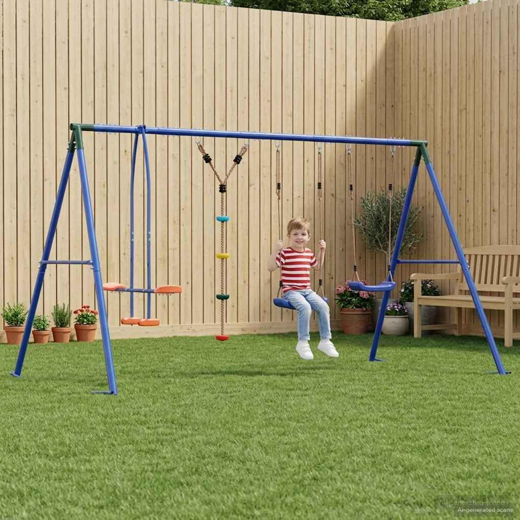 Set di altalena per esterni, multicolore, 330 x 185 x 185 cm, in acciaio e polietilene, con sedile regolabile, per bambini da 3 a 10 anni, resistente alle intemperie, robusto