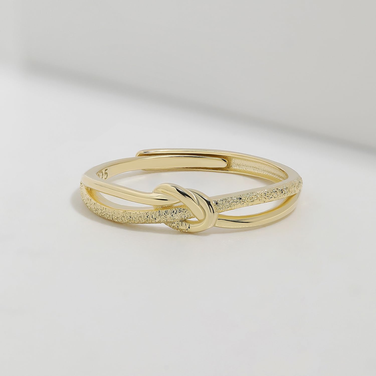 Meissa Knotenringe für Damen, 925 Sterling Silber Verstellbare Ringe Vergoldeter Statement Ring Mutter Tochter Knotenring Freundschaftsringe