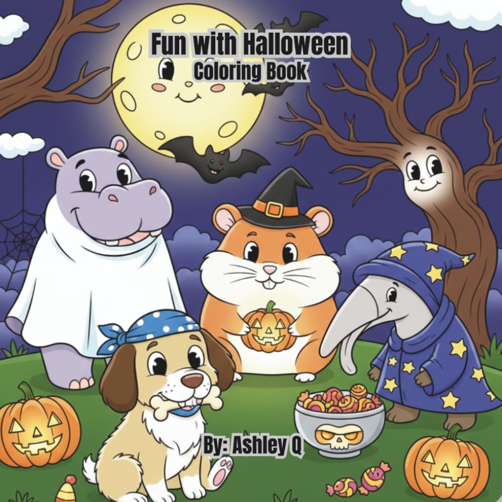 Fun with Halloween Coloring Book: cute animals trick or treating adventures