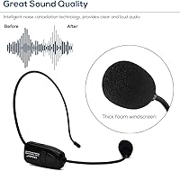 Vista 2 de Auriculares de micrófono inalámbricos, auriculares de micrófono inalámbrico de 2.4G y micrófonos de mano 2 en 1, alcance de 160 pies