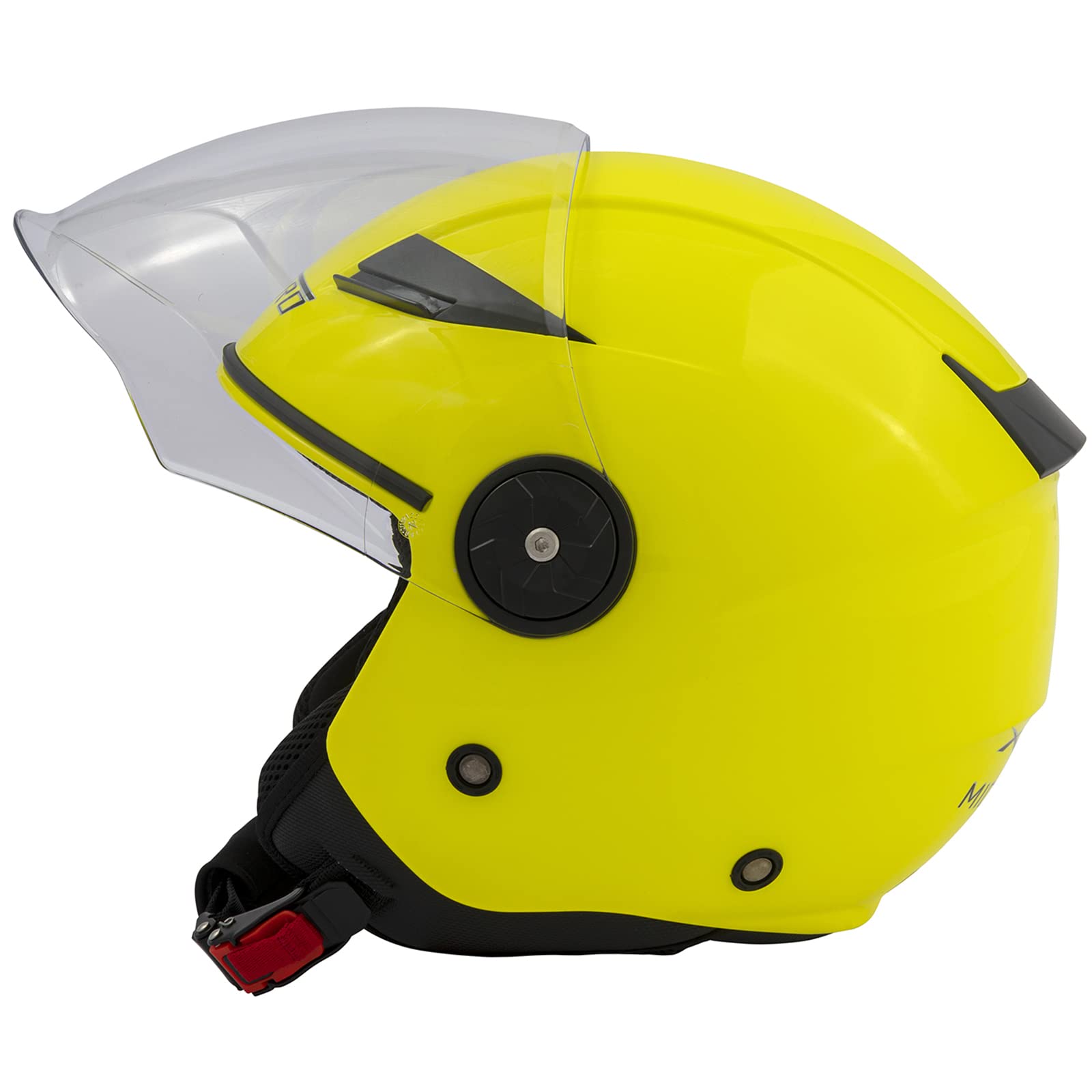 Moto Casque Jet City ECE 22 Certificat Long Visière Scooter Fluo L