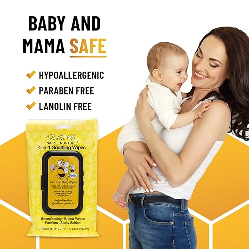 Miniatura 6 de BELLA B Nipple Nurture - Paquete de 3 toallitas para mama/toallitas para bebés, toallitas de limpieza para sacaleches - Toallitas de lactancia y