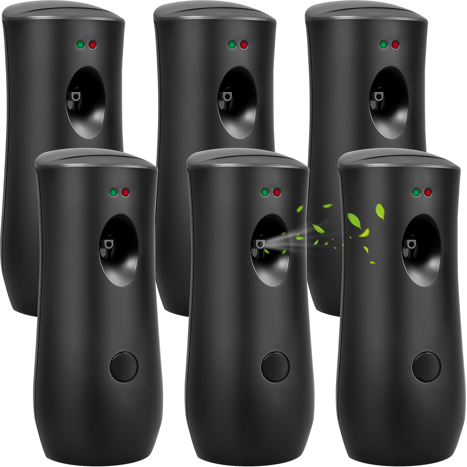 Lot de 6 Diffuseurs Automatiques de Parfum – Distributeurs d’Aérosol pour Recharges 300 ML – Programmables (5/15/30 Min) – Montage Mural ou Pose Libre pour Salle de Bain, Bureau et Hôtel – Noir
