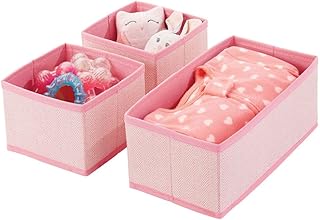 mDesign organisateur de tiroir (lot de 3) – boite de rangement respirante à motif à chevron pour langes, bavoirs, etc. – rangement tiroir polyvalent pour chambre d'enfant – rose