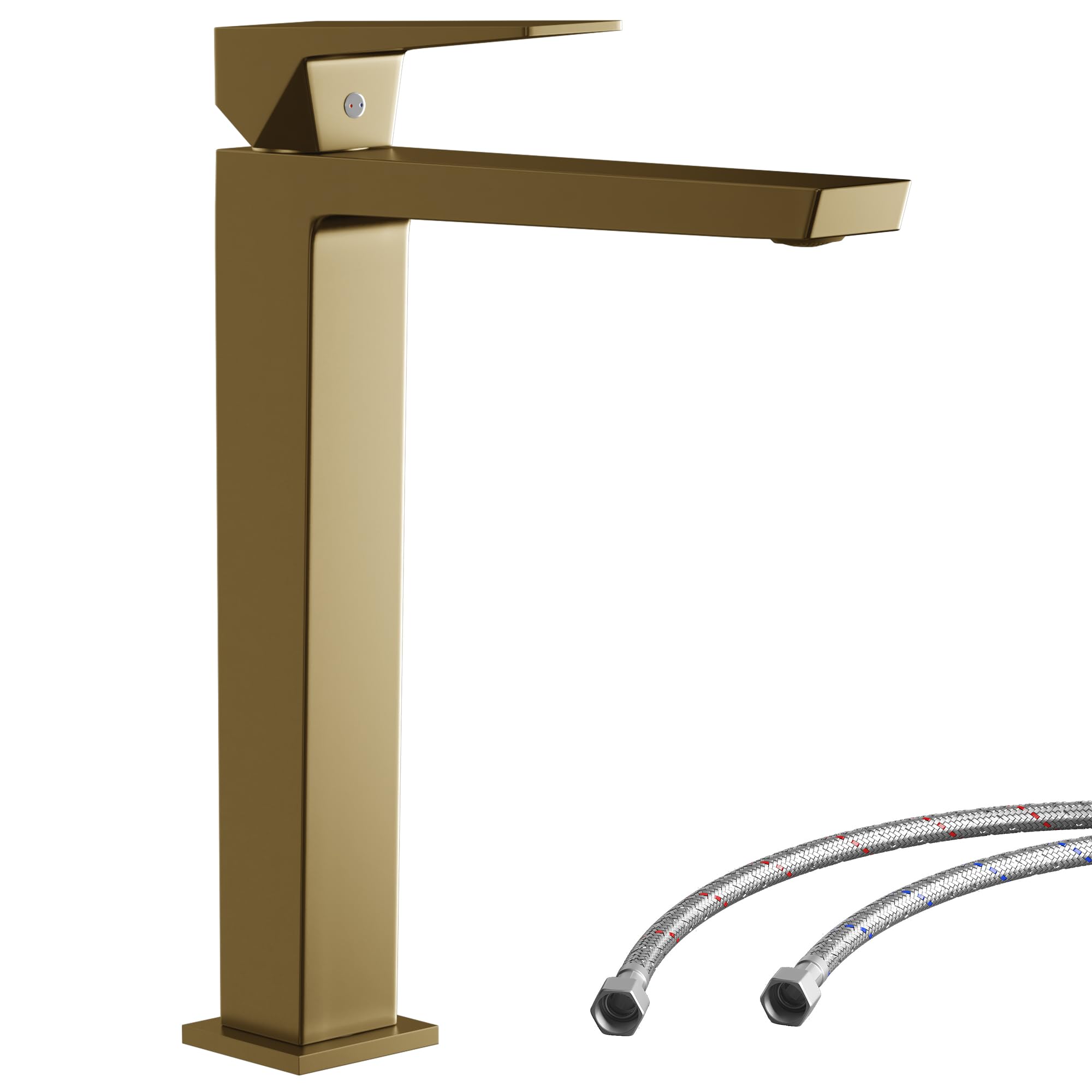 Wasserhahn Bad Einhandmischer, Anti-Spritz Waschtischarmatur Armatur, Badezimmer Sanfte Wasserstrahl Waschbecken Waschtischarmatur, Gold, Auslauf Höhe 230 MM