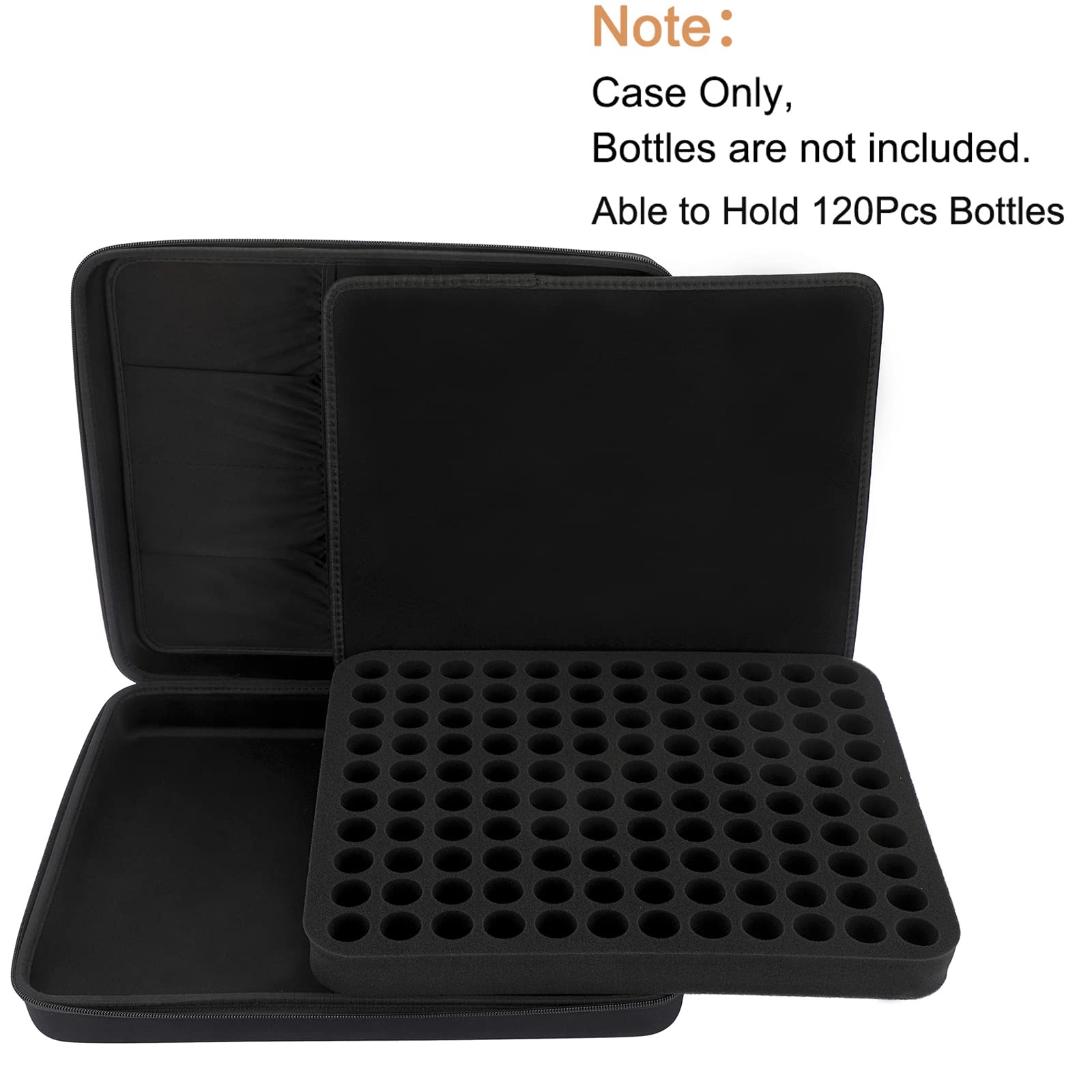 Hipiwe 120 Flaschen Eva Ätherisches Öl Lagerung Tragetasche Hartschale Außen Ätherische Öle Organizer Halter Reisetasche mit Schaumstoffeinsatz, Für 5 ml, 10 ml, 15 ml ätherische Öle, Schwarz, XL,