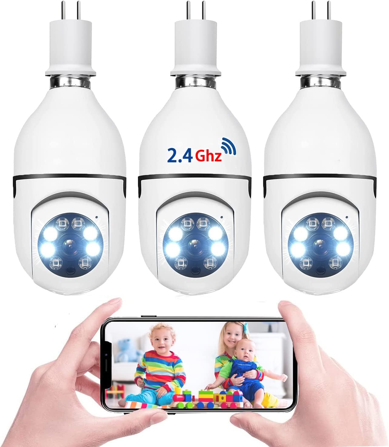 Topiacam 2.4Ghz Light Bulb Security Camera, Light Socket