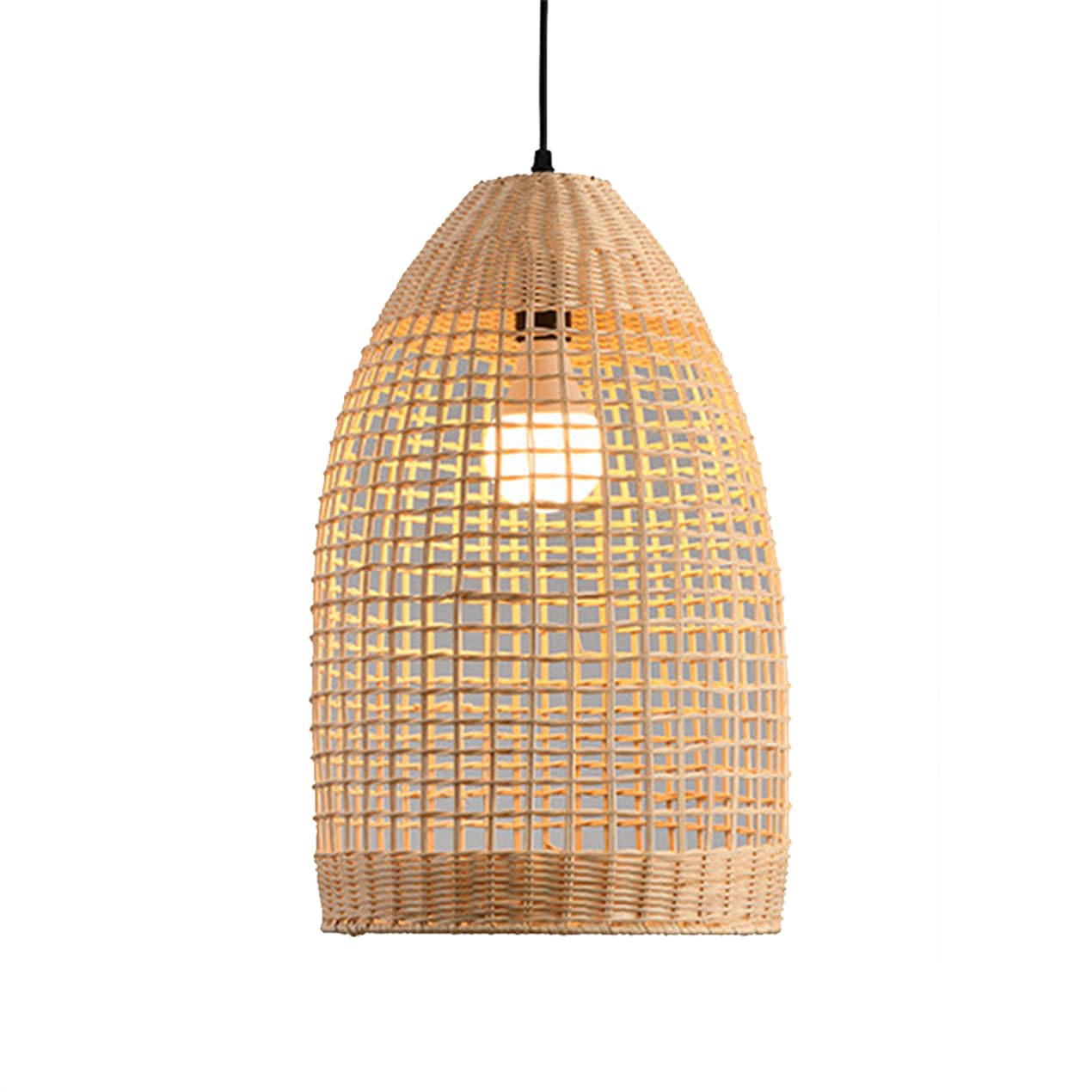 LQZCXMF Boho Bamboo Light Farmhouse Rattan Small Chandelier Hand Woven Wicker Light Chinese Zen Style Tearoom Hanging Lamp Fixtures for Entryway,Foyer Bedroom Hanging Light (E26 Bulb)