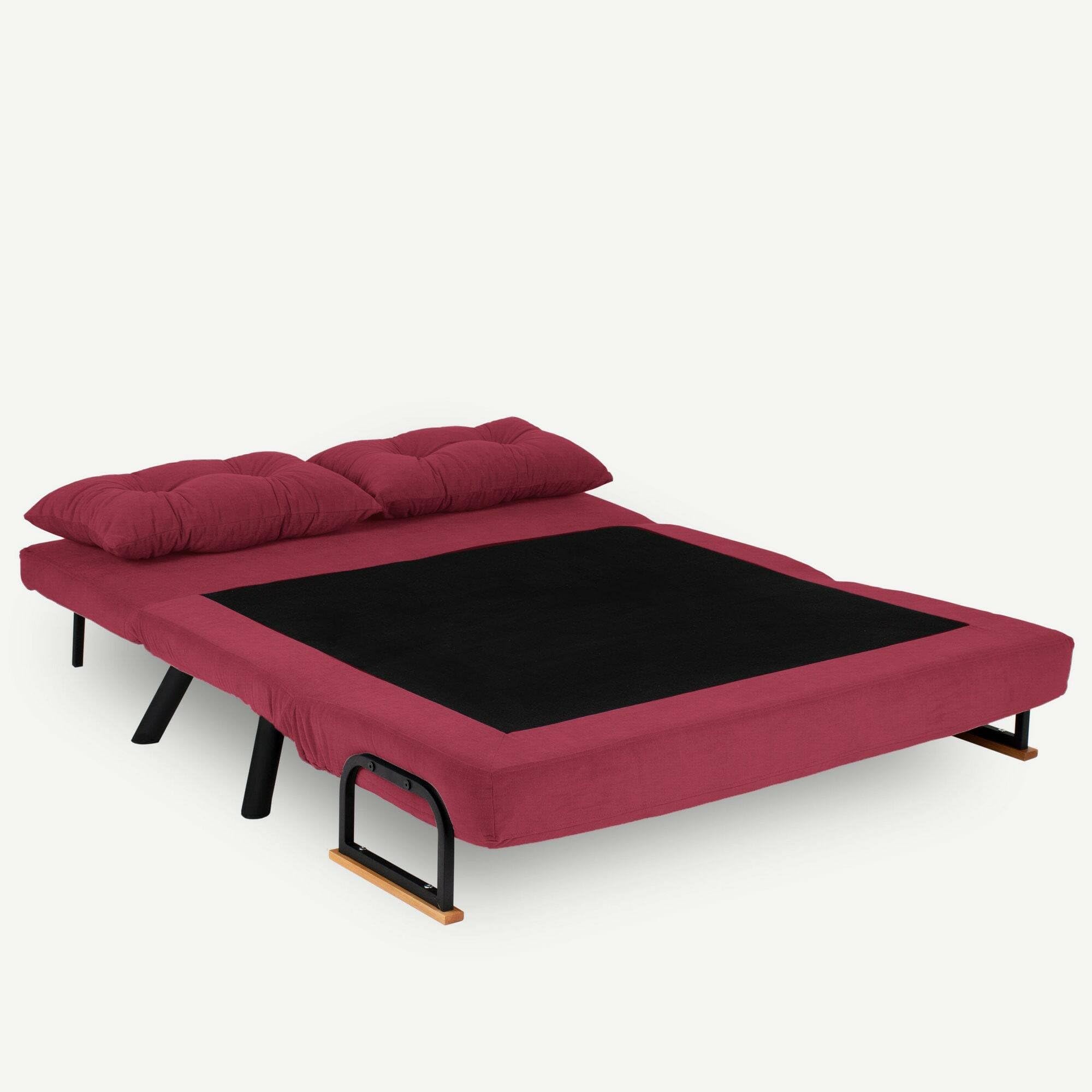Dmora - Divano Letto 2 posti Merak, Sofà trasformabile, Divanetto per Ospiti, Poltrona Letto, 133x78 h78 cm, Rosso