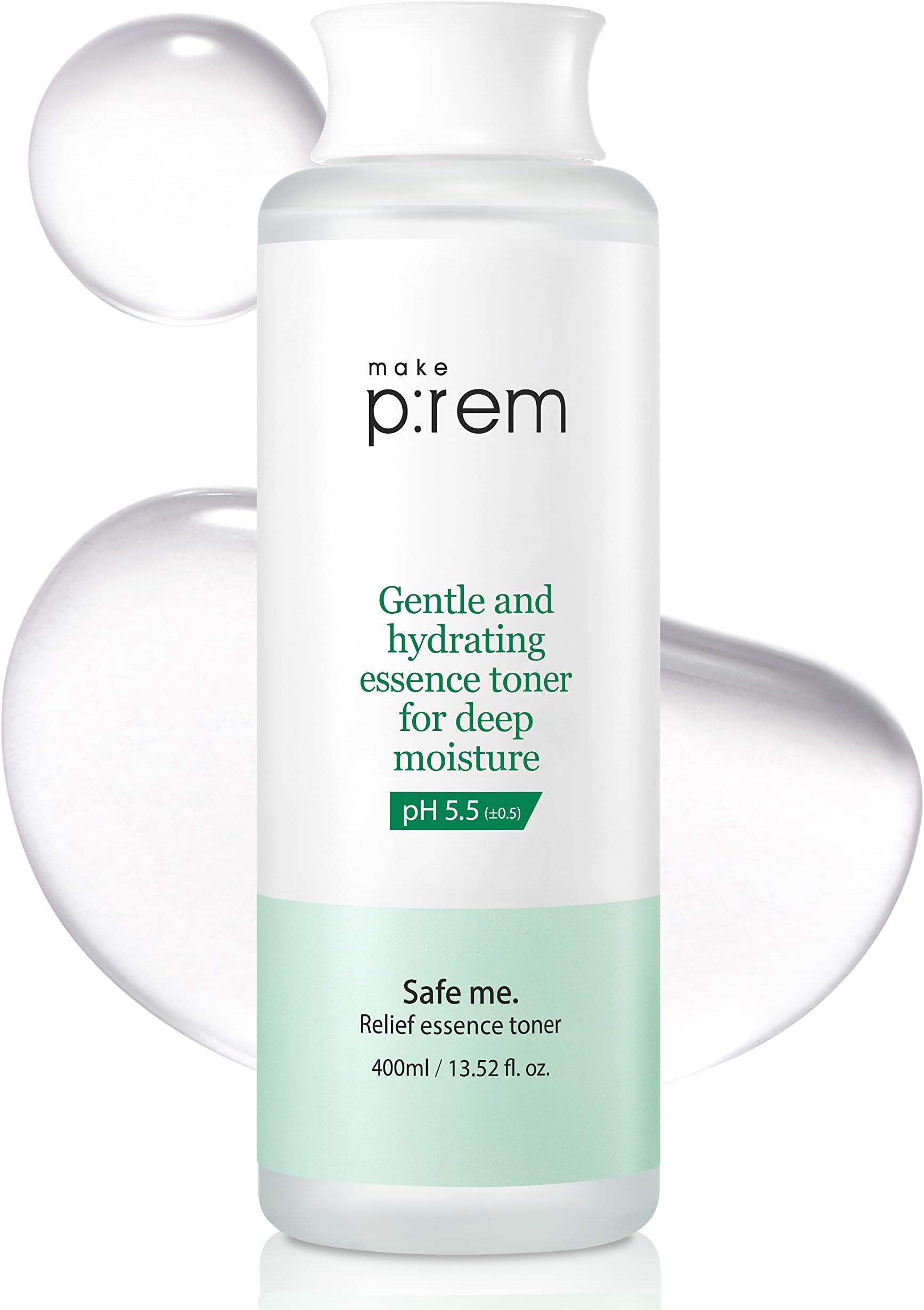 Safe Me. Relief Essence Toner - Gentle Deep hydrating pH 5.5 sub-acid 13.52 Fl Oz - VEGAN certified Dermatological d Hypoallergenic EWG Green-graded ingredients Free of Paraben, Sulfate