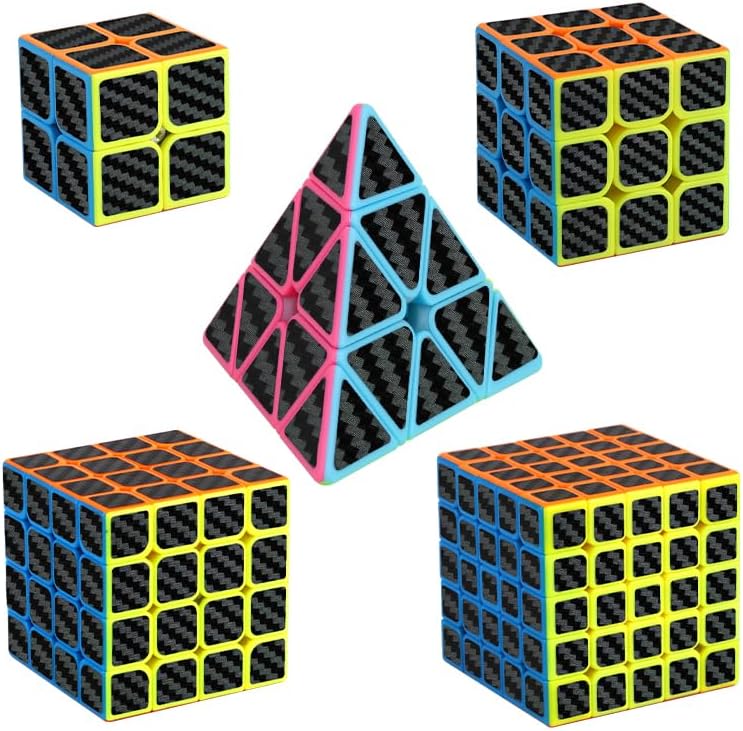 Cuberspeed 5 Pack Speed Cube Set - 2x2, 3x3, 4x4, Triangle Speed Cubes for Kids & Adults
