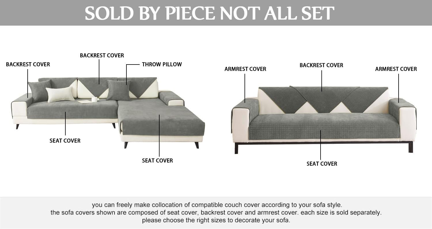 LINGKY Herringbone Chenille Fabric Furniture Protector Sofa Cover 1 2 3 Seater - Image 3
