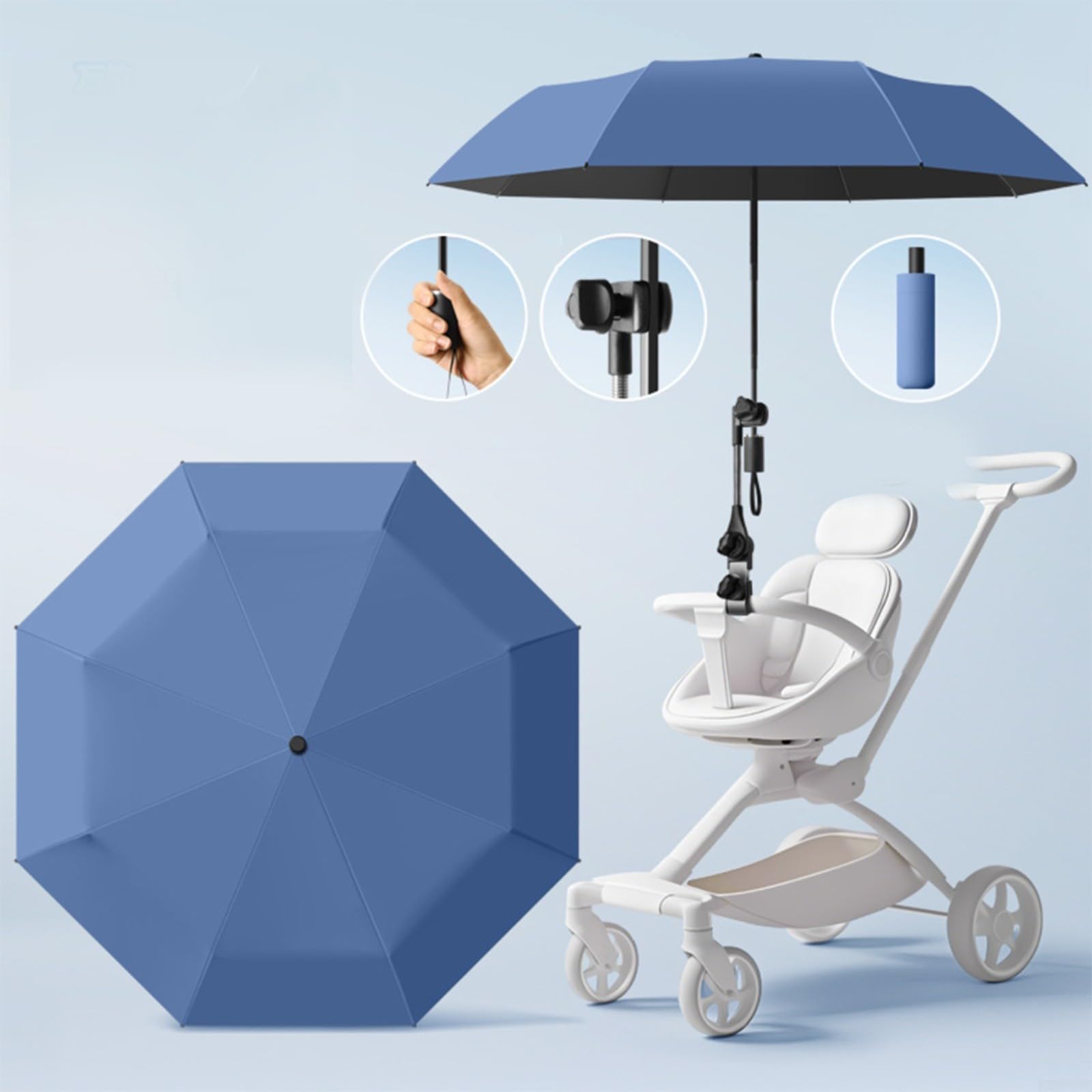 Parasol pour poussette, protection UV UPF 50+, avec clip, 100 cm, rose
