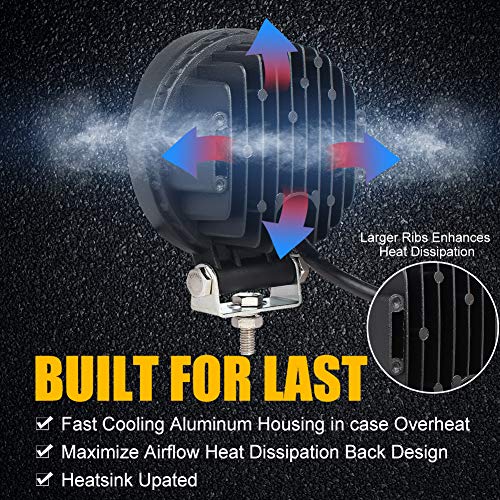 4.5” Round Work LED Light, 42W Fog Offroad Off Road Lights Driving Lamp Waterproof for Hunting Pickup UTV Truck Car Boat SUV Boat 4WD ATV 12V 24V 4x4 Tractor Motorcycle