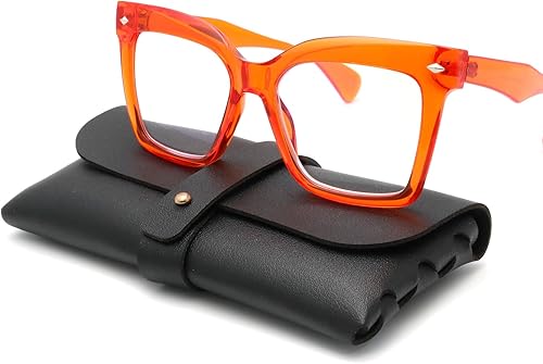 Miniatura 8 de HGIOOIGH Gafas de lectura de gran tamaño para mujer, diseño cuadrado y con bloqueo de luz azul, lentes de diseño de moda