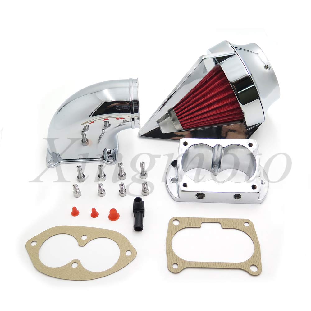 NBX Triangle Spike Luftfilter – Für Kawasaki Vulcan 1500/1600 Mean Streak (2002-2009) – Chrom Mit Rotem Filter