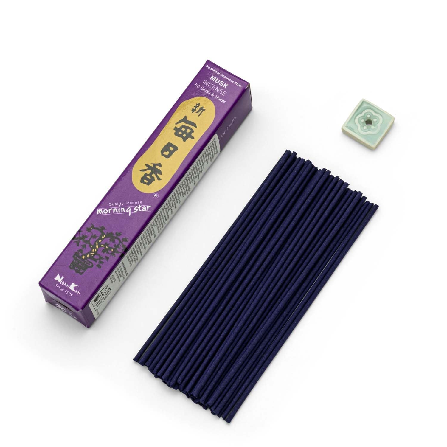 Morning Star Räucherstäbchen Set | Alle Düfte 17 x 50 Sticks | Japanische Räucherstäbchen Nippon Kodo ohne Holzkern für intensiven Duft, 850 Sticks mit Halterung