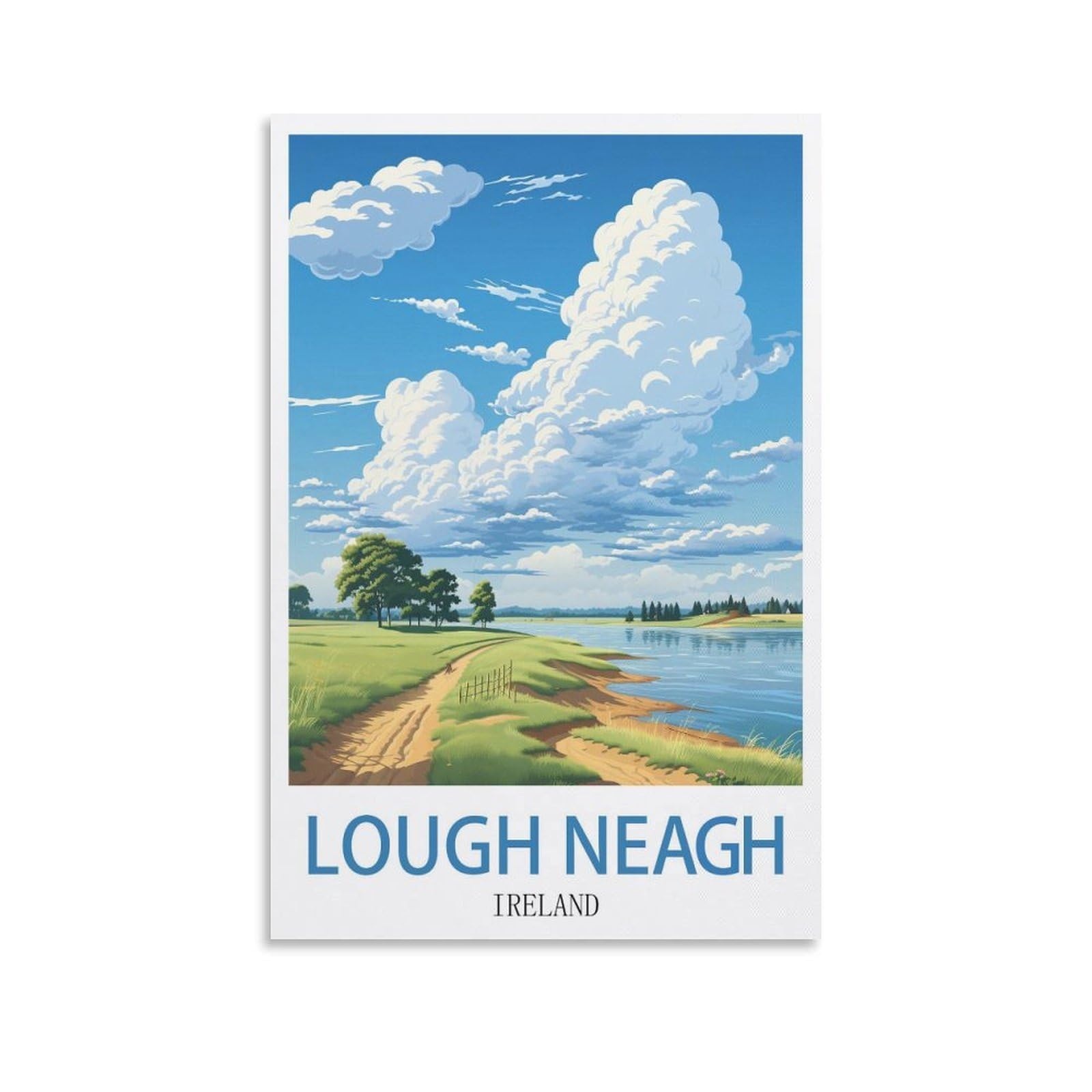 EZMLFA 5D Diamond Art Kits for Beginner,Lough Neagh Ireland Crystal Rhinestone Embroidery Craft Kits for Home Wall Decor Gifts, 40x50cm