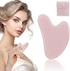 Guasha Board Massage Tool Heart Shape Jade for Face Eyes Neck for Skin Care Beauty and Relaxation of Body Muscles (Pink)