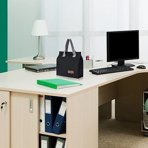 Miniatura 6 de Bolsa de almuerzo negra aislada, bolsa de almuerzo, bolsa de almuerzo reutilizable, bolsa de almuerzo aislada para mujeres, hombres, trabajo,