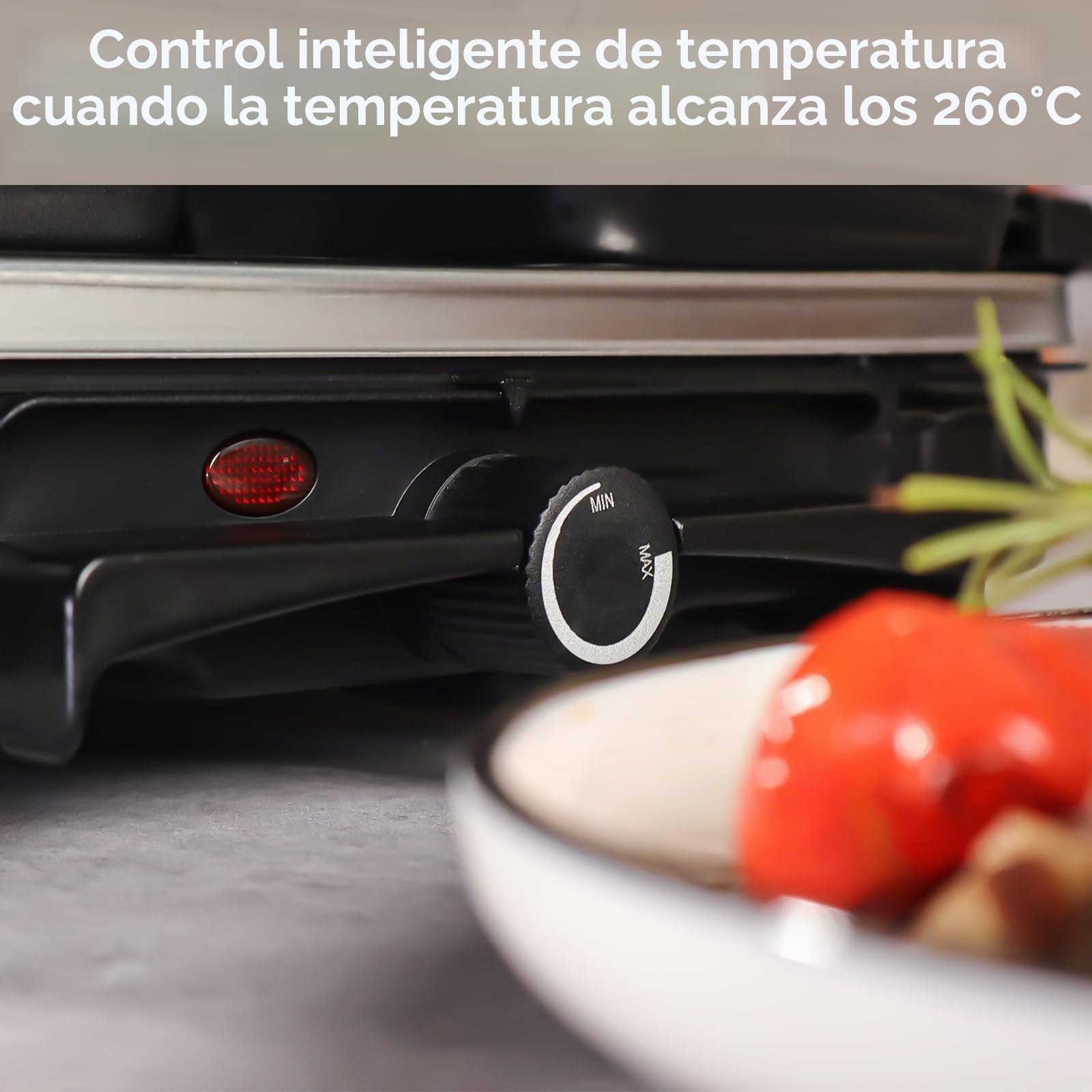 HengBO Raclette 8 Personas - 2 en 1 Raclette Grill con 8 Mini Sartenes y Reversible para Grill y Crepes - 1300 W