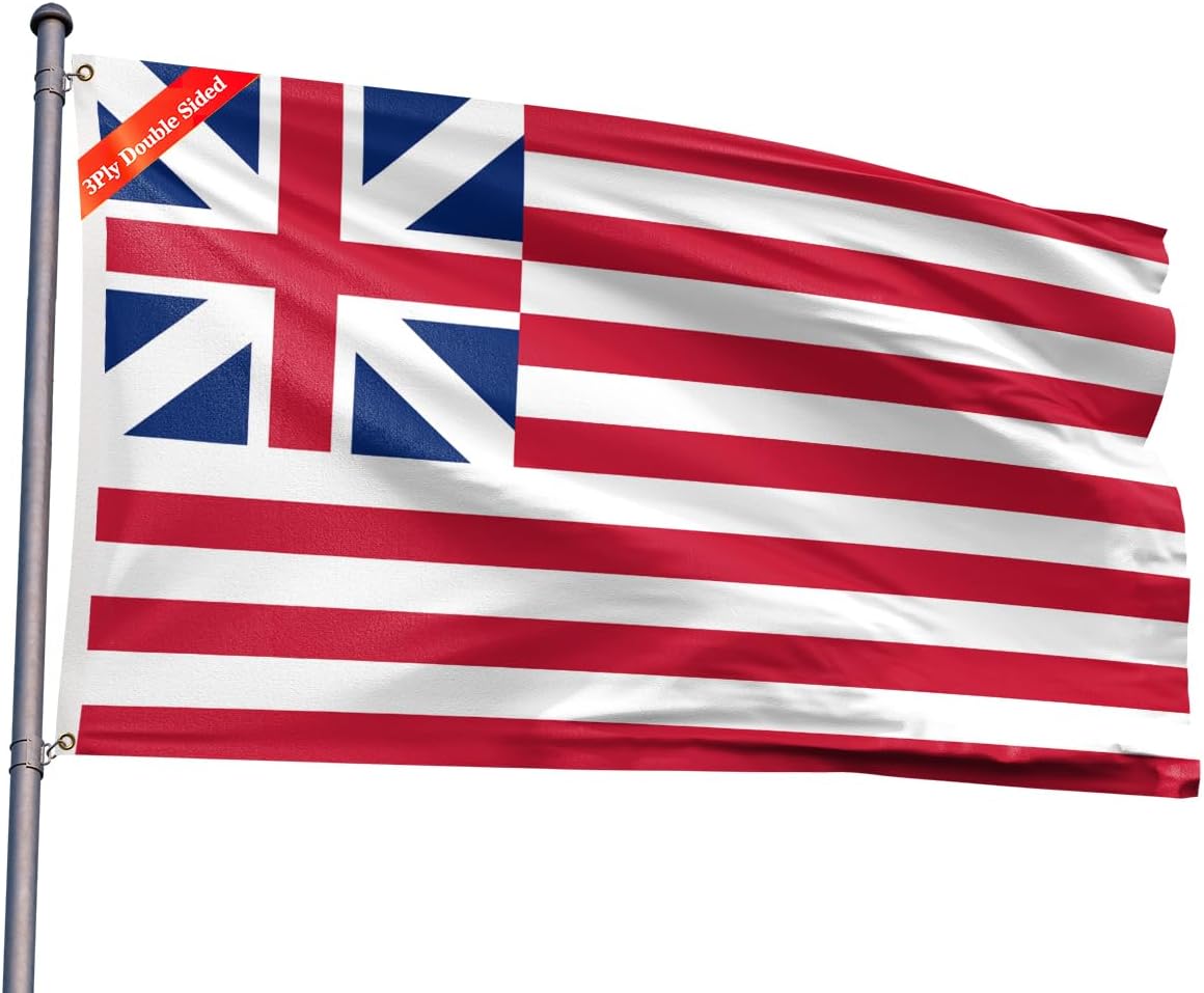 Double Sided Grand Union No Star U.S. American Historical Flag 3x5FT 1775-1777 Old Glory Flag Polyester With 2 Grommets For Patriotic Festival Events Party Decor