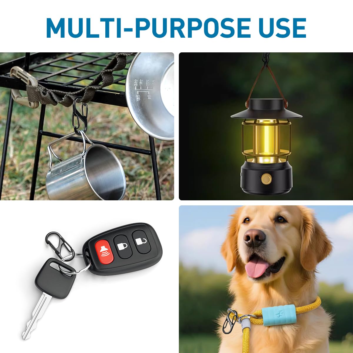 10 Pièces S Forme Mousqueton Set, 32 mm Mini Clips avec Boucle en Métal à Double Ressort, Clip pour Activités de Plein Air, Etit Mousquetons Porte Clé Camping, Randonnée, Pêche, Voyage