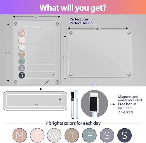 Miniatura 2 de Pizarra acrílica de borrado en seco para refrigerador, calendario mensual acrílico para refrigerador, calendario semanal acrílico para refrigerador,