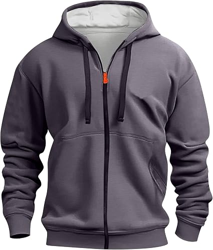 Hoodies For Men Winter Long Sleeve Sweatshirt Lightweight Full Zip Hooded Oversi