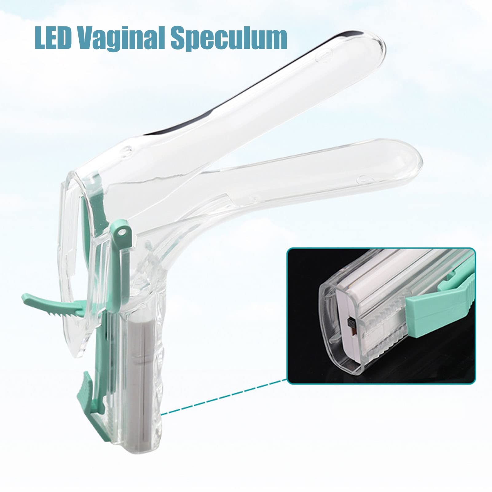 Espéculo Vaginal con Diseño de Luz LED, Espéculo Médico Indoloro - Reutilizable, Ángulo, Material PPAcero Inoxidable para Adultos, Reutilizable M