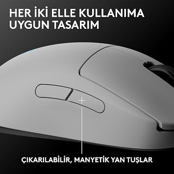Logitech G PRO 2 LIGHTSPEED Kablosuz Oyun Mouse'u, HERO 2 32K DPI Sensör, 500+ IPS, USB-C Şarj, 4 Özelleştirilebilir Tuş, Sağ ve Sol Elle Kullanıma Uygun, PC/Mac için, Beyaz