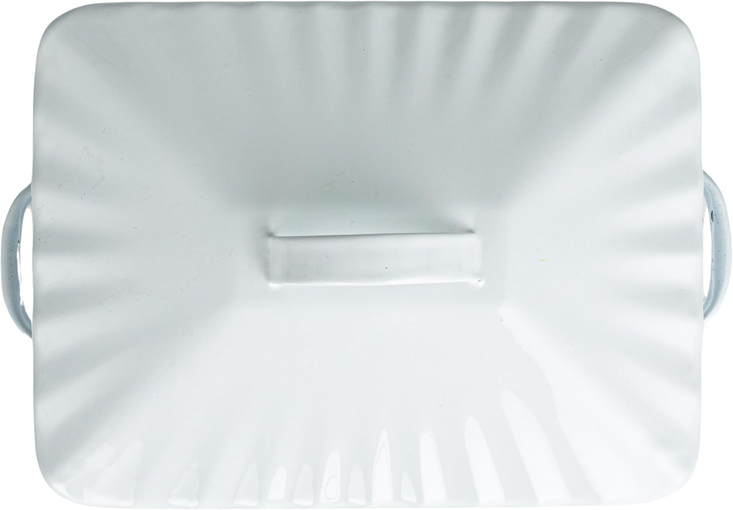 Creative Co-Op Chic Farmhouse Enameled Bread Box with Lid, "Bread" Message, White and Navy