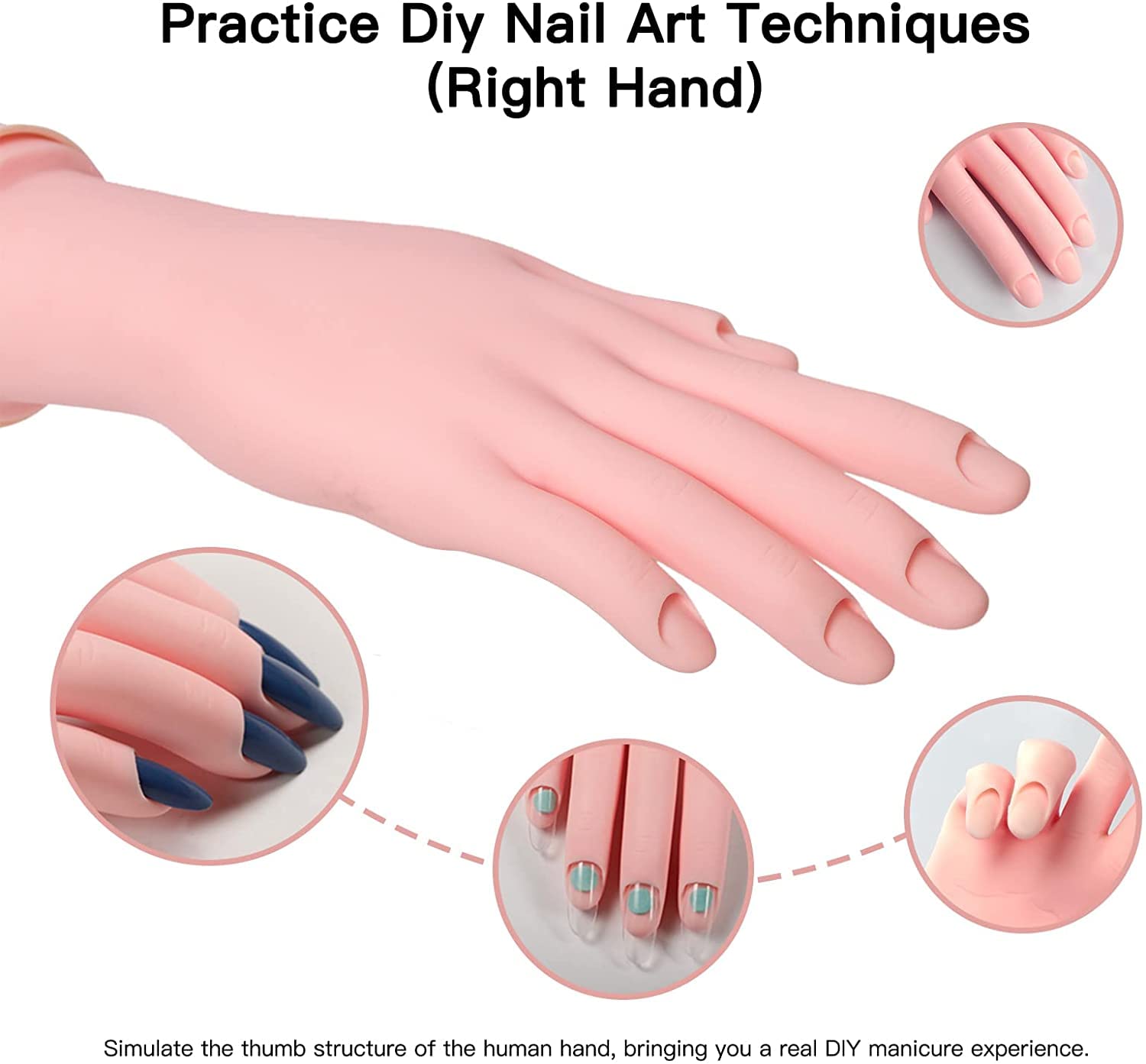 Nail Practice Hand, Nail Art Training Hand Flexible Movable Fake Hand Manicure Practice Tool (Pack of 1) 4