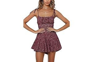 Women's Boho Floral Short Romper Beach Dress with Smocked Waist