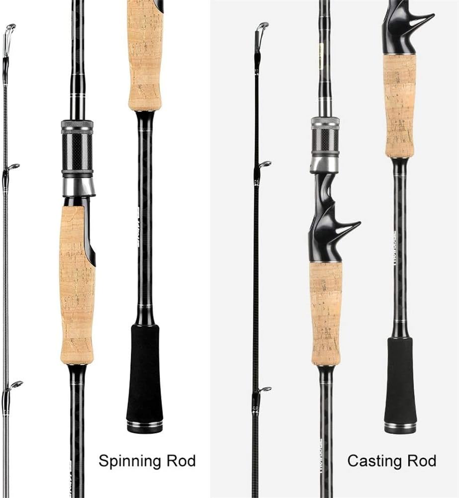 Fishing Rod 1.98M 2.1M 2.4M Spinning Casting Rod 2 Tips M ML M MH 2 Sections Fishing Rod MF Action (Color : 210cm Spinning M-MH)