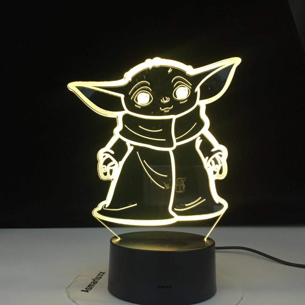 3D Illusion Lamp Led Night Light Star Wars Mini Yoda Baby Cartoon Meme Figure for Kids Gifts Child Bedroom Decor Table Lamp